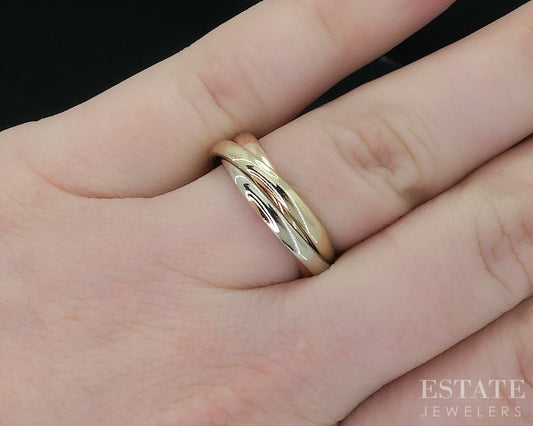 14k Tri Colored Gold 2.4mm Stacked Band Rolling Ring 5.9g i18087b