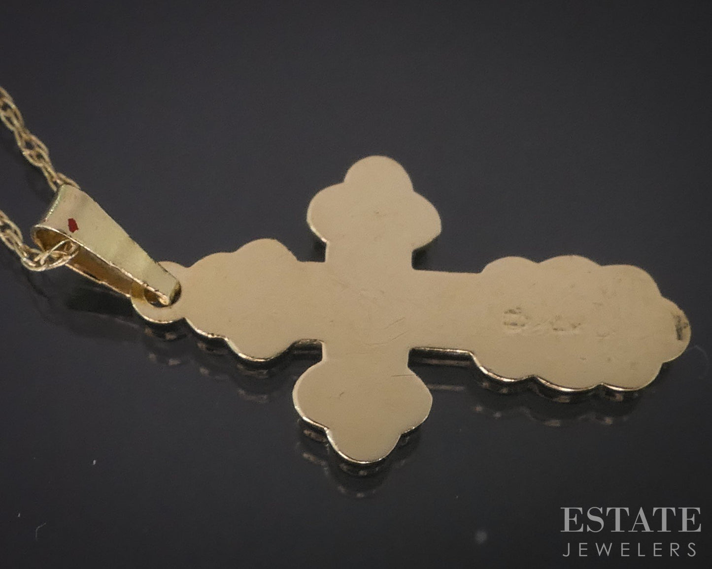 Vintage 14k Yellow Gold Engraved Cross Charm Ladies Necklace 2.1g 22"L i18093b