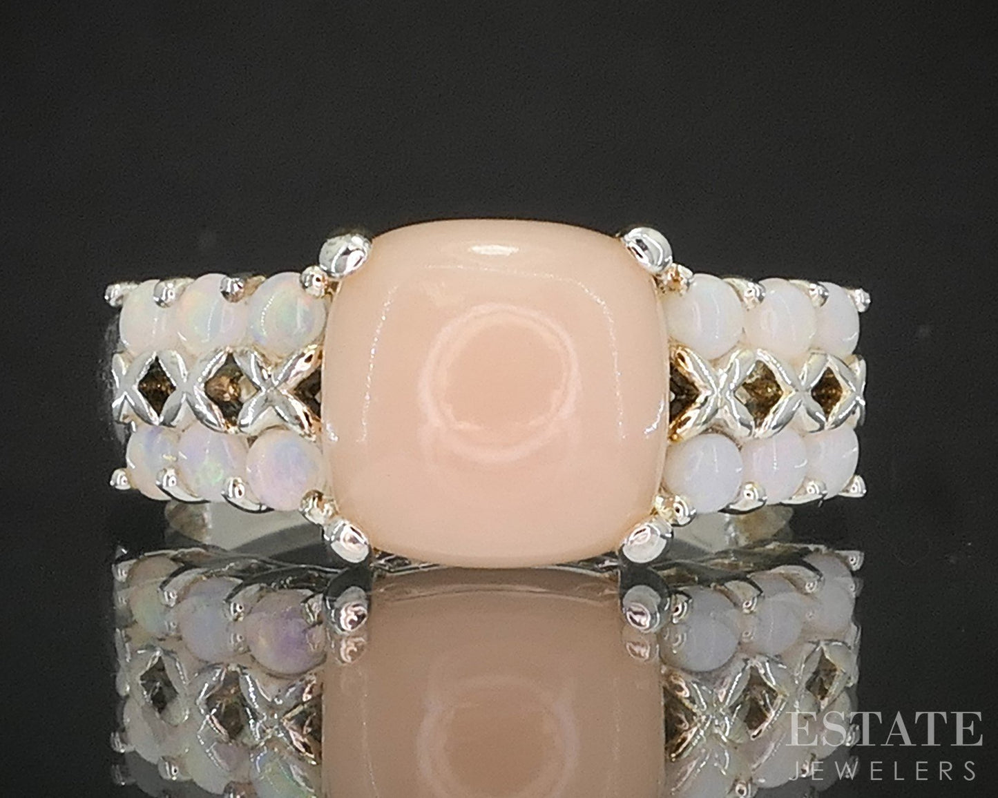 Sterling Silver Natural Pink & Opal Ladies Ring 4.5g p18991