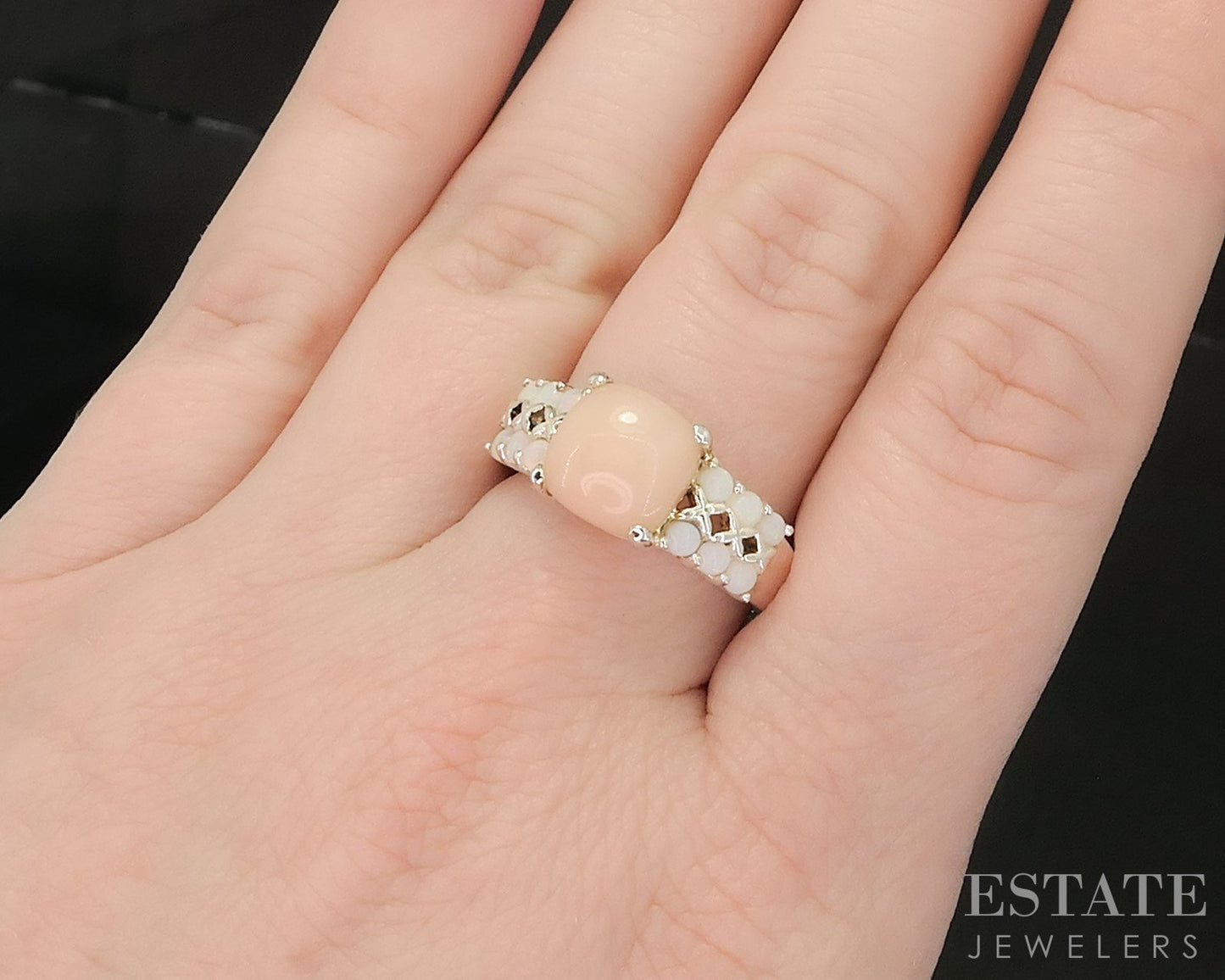 Sterling Silver Natural Pink & Opal Ladies Ring 4.5g p18991