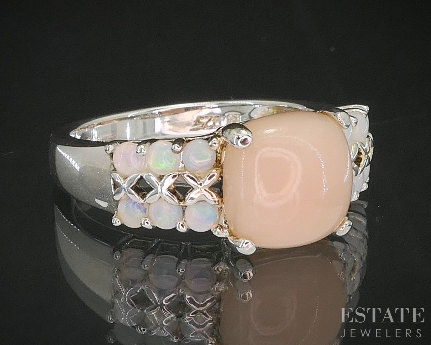 Sterling Silver Natural Pink & Opal Ladies Ring 4.5g p18991