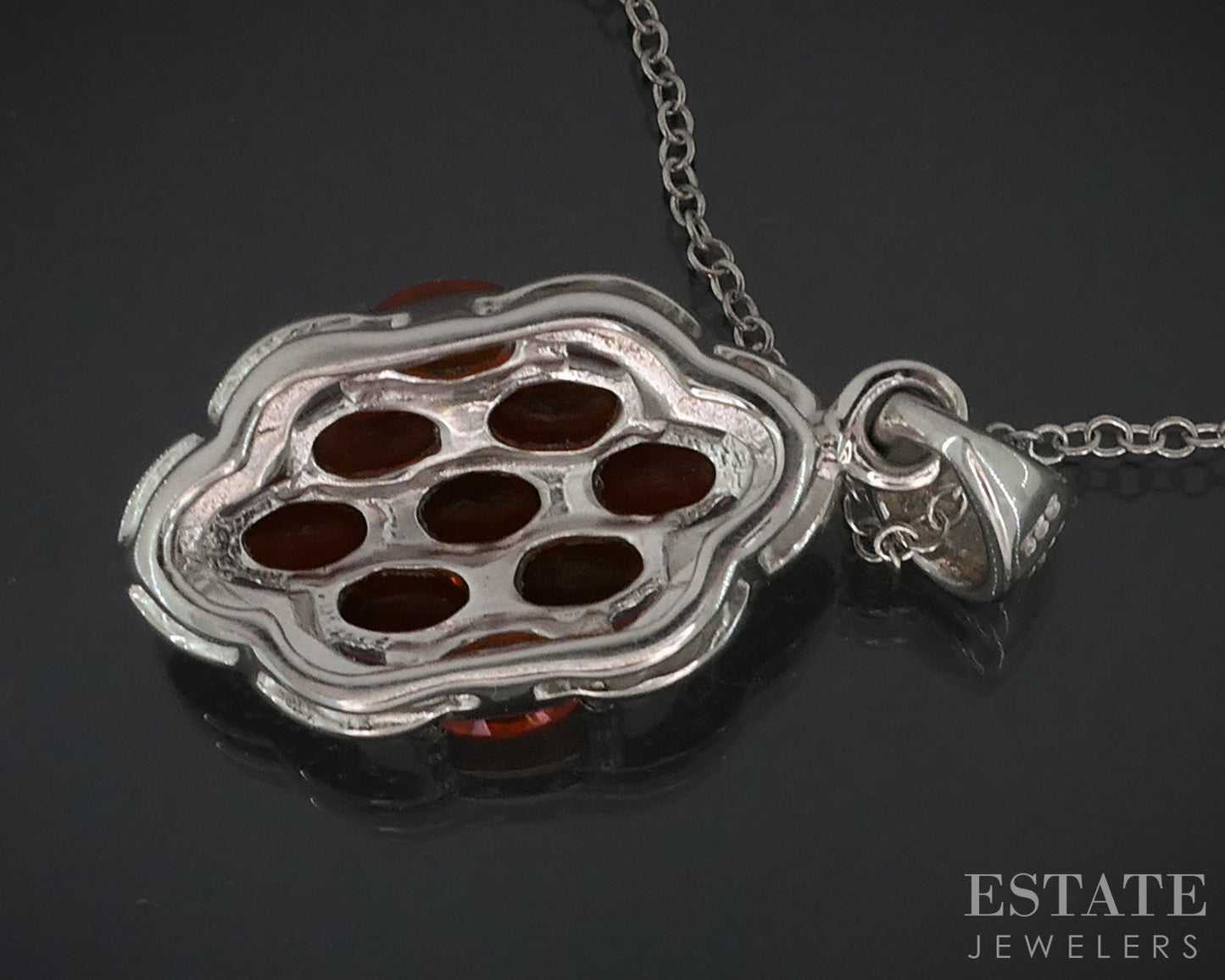 Sterling Natural Mexican Fire Opal & Diamond Ladies Necklace 4.6g i18155