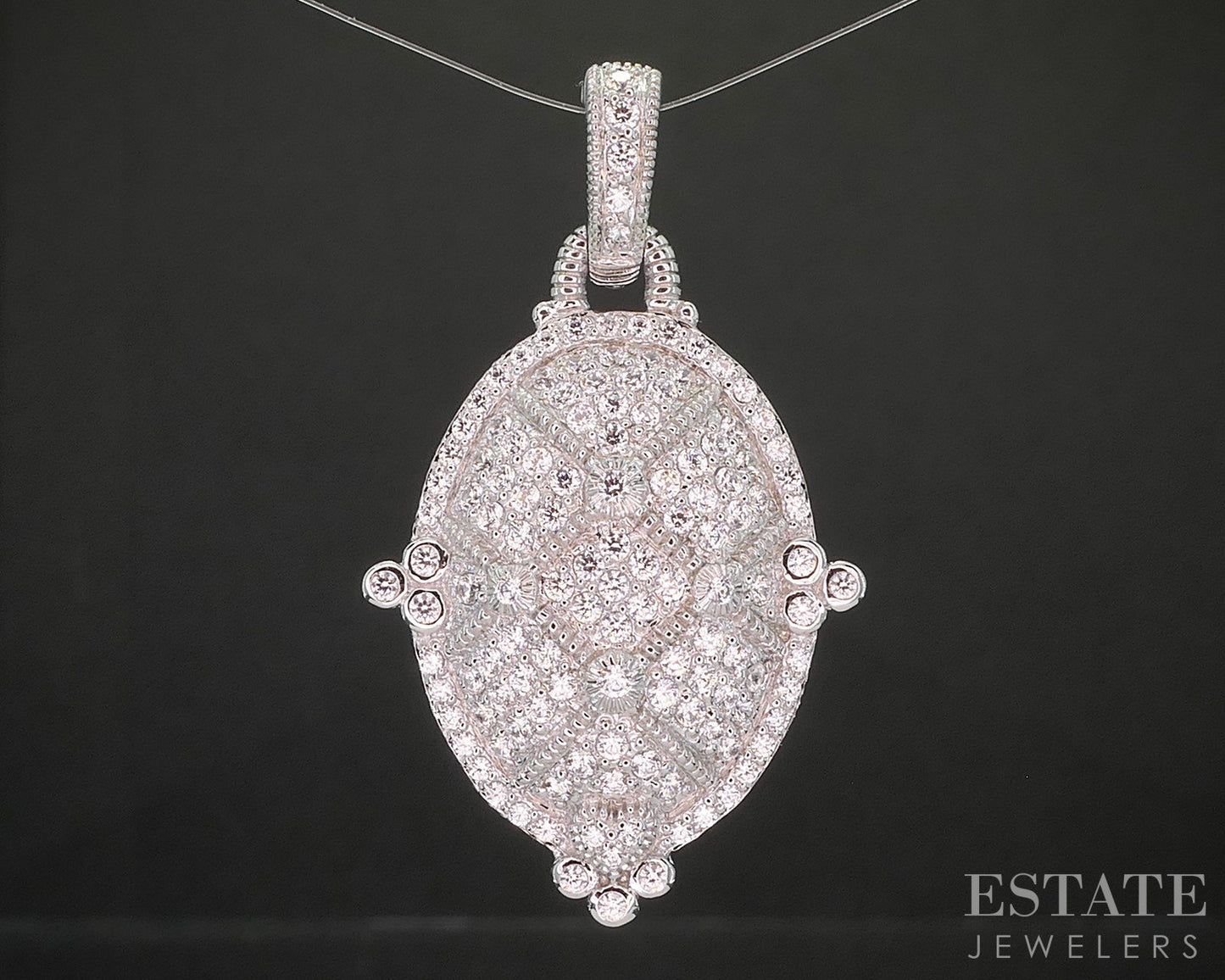 Sterling Silver Judith Ripka CZ Oval Cluster Ladies Pendant 8.3g i20459