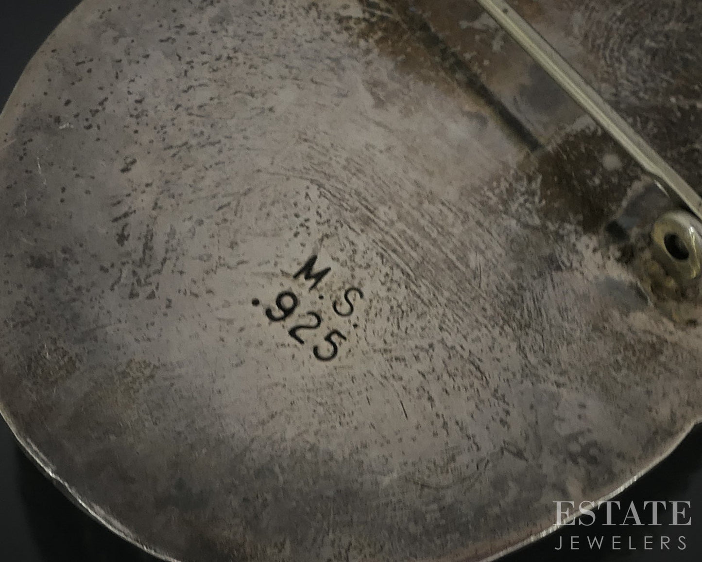 Vintage Sterling Marvin Slim Natural Black Onyx Navajo Pin Brooch 18.5g i18150