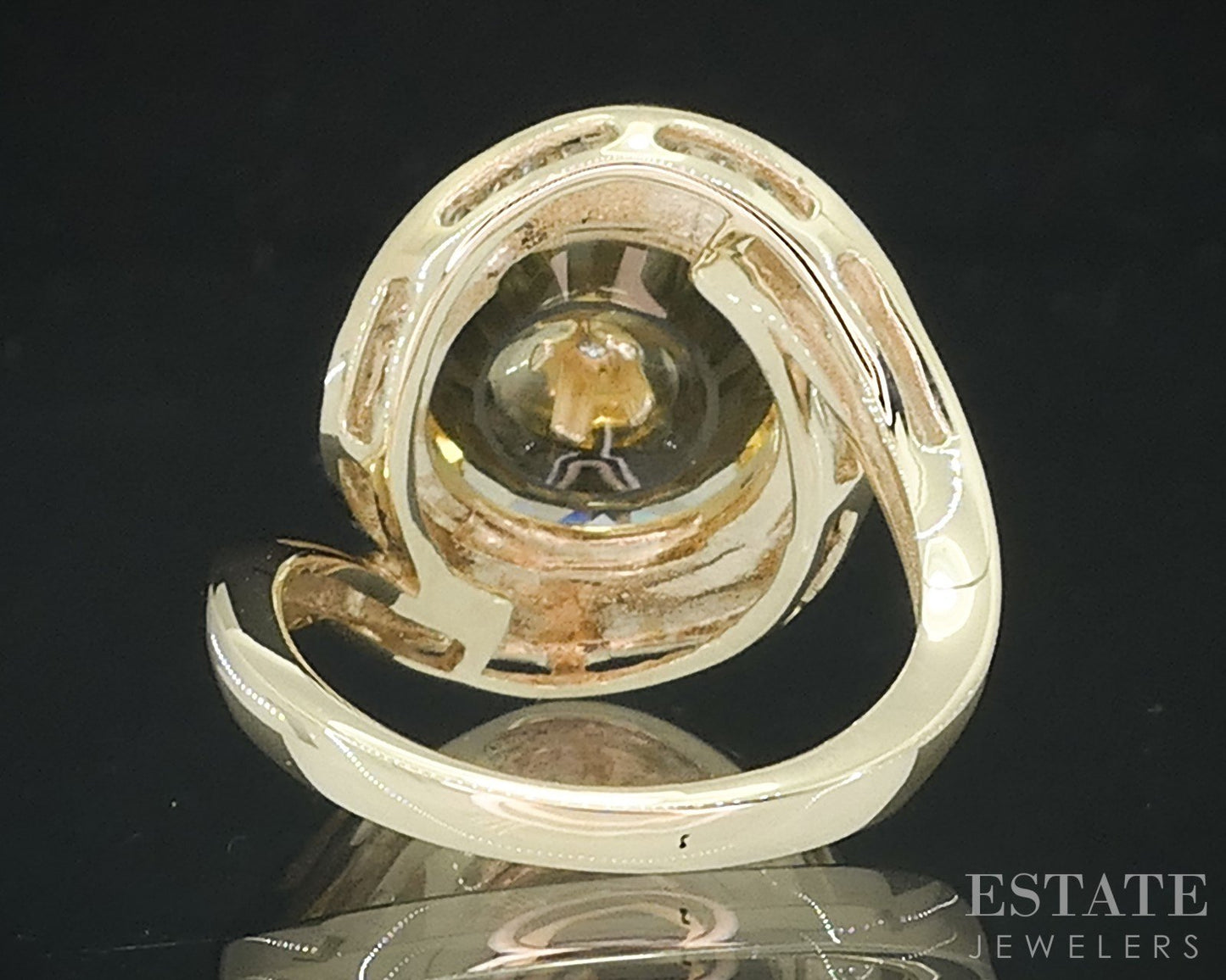 10k Yellow Gold Torus Natural Citrine & Diamond Glenn Lehrer Ring 4.3g i18123