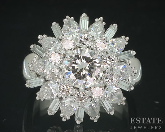 Platinum Round Natural 2.28ctw Diamond Large Cocktail Ladies Ring 19.2g i18120