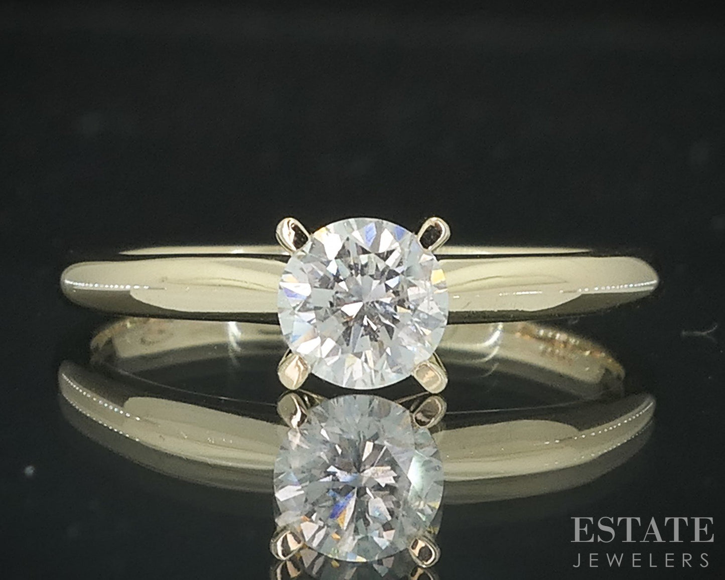 10k Yellow Gold Round Natural .40ct Diamond Solitaire Engagement Ring 2g i18118