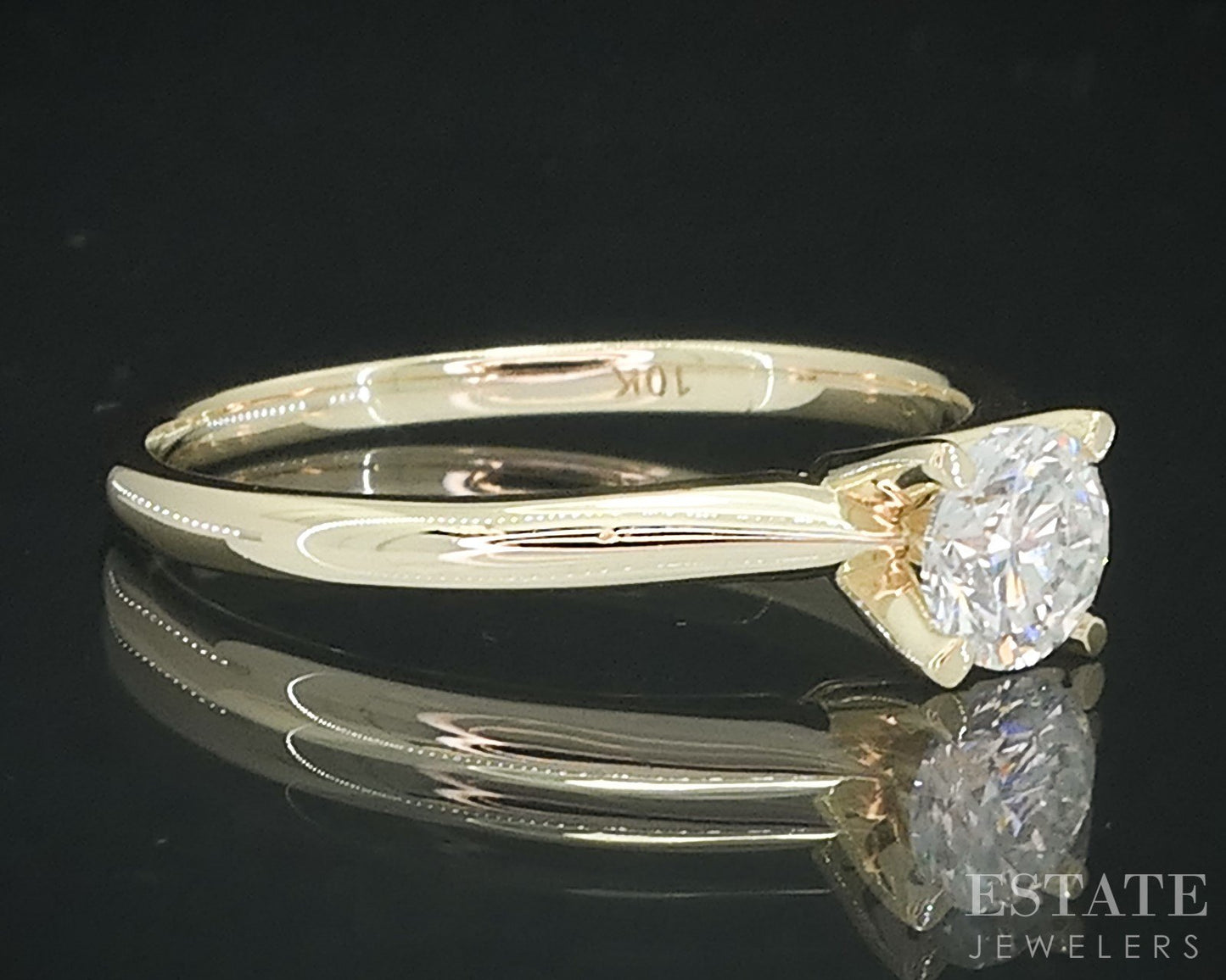 10k Yellow Gold Round Natural .40ct Diamond Solitaire Engagement Ring 2g i18118