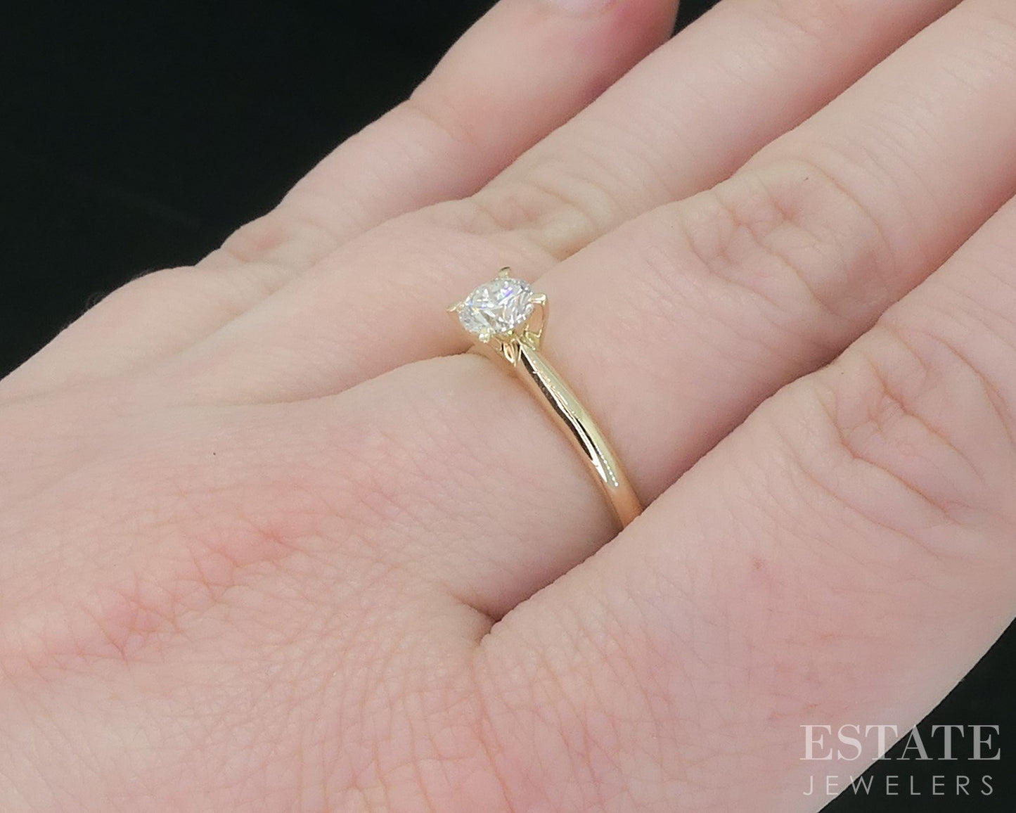 10k Yellow Gold Round Natural .40ct Diamond Solitaire Engagement Ring 2g i18118