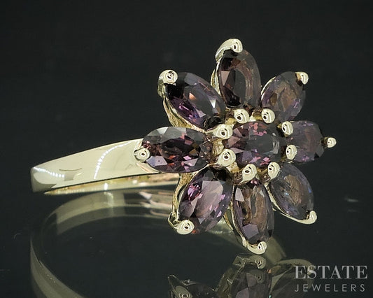 10k Yellow Gold Color Changing Sapphire Ladies Flower Ring 2.6g i18117