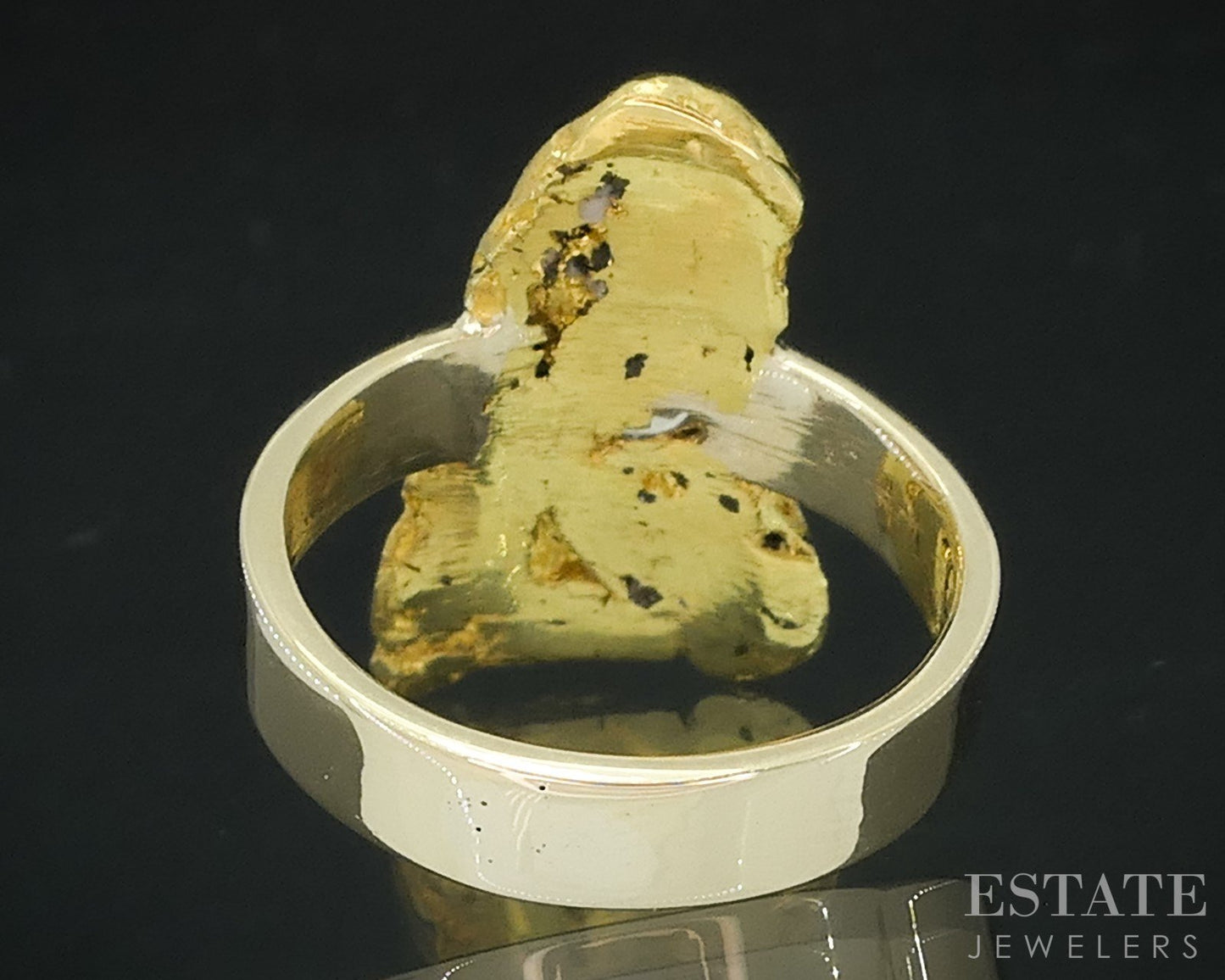 Vintage 22k Yellow Gold Natural Diamond Genuine Nugget Ladies Ring 7g i18114