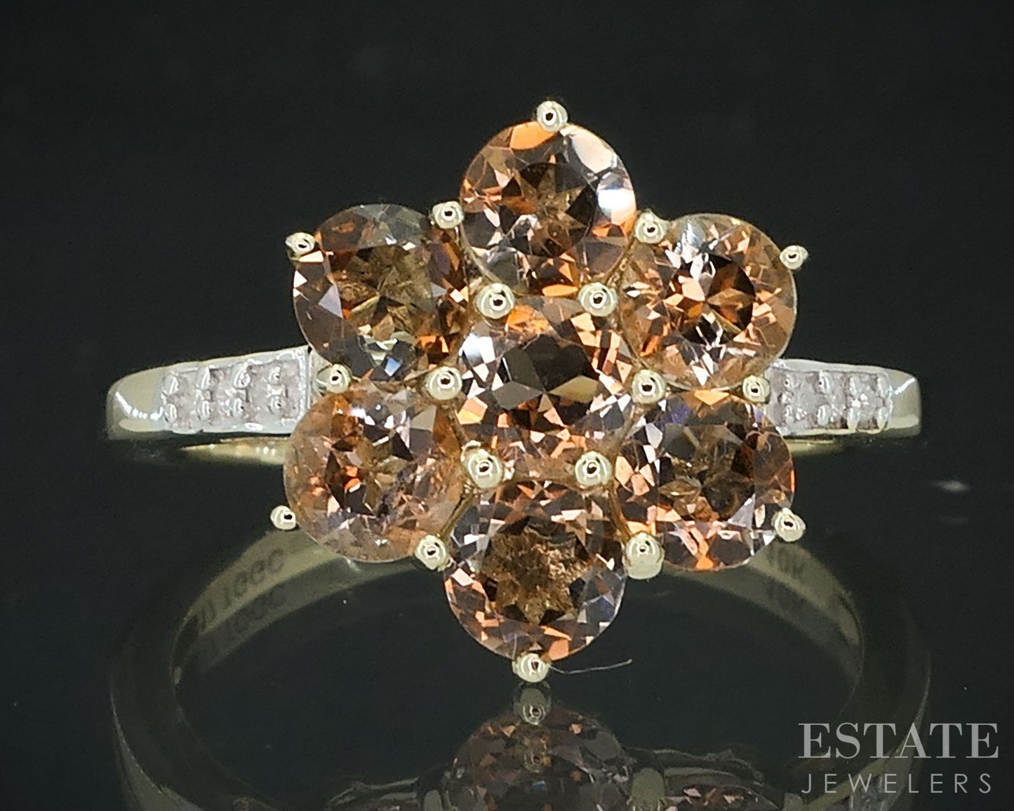 10k Yellow Gold Natural Mystic Topaz & Diamond Cluster Ladies Ring 2.4g i18111