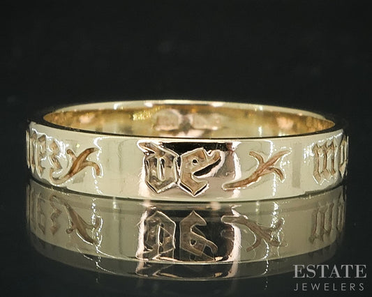14k Yellow Gold 3.3mm Pense De Moy Inspirational Ladies Band Ring 2.5g i18110