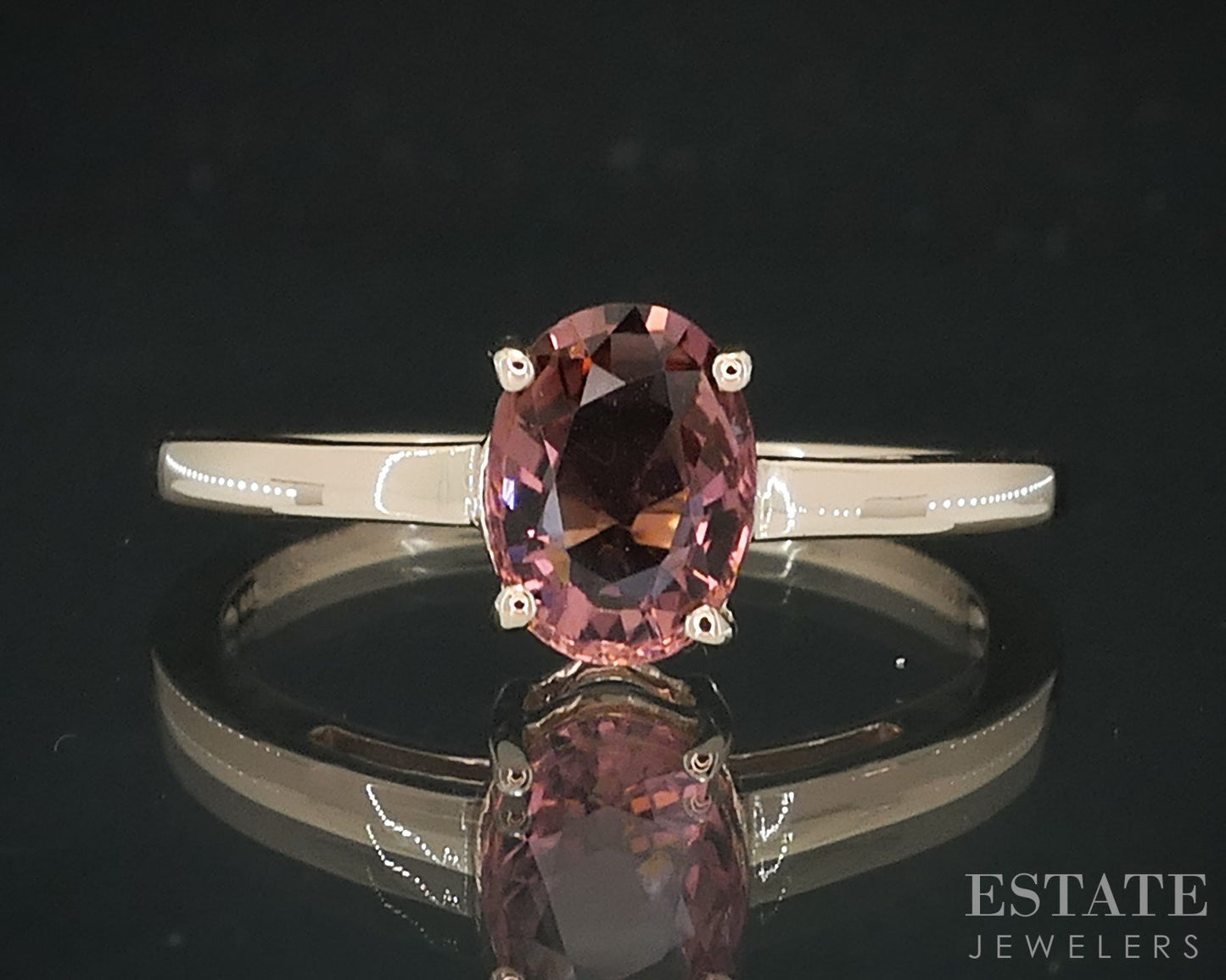 10k Rose Gold Oval Natural Pink Tourmaline Solitaire Ladies Ring 2.2g i18102