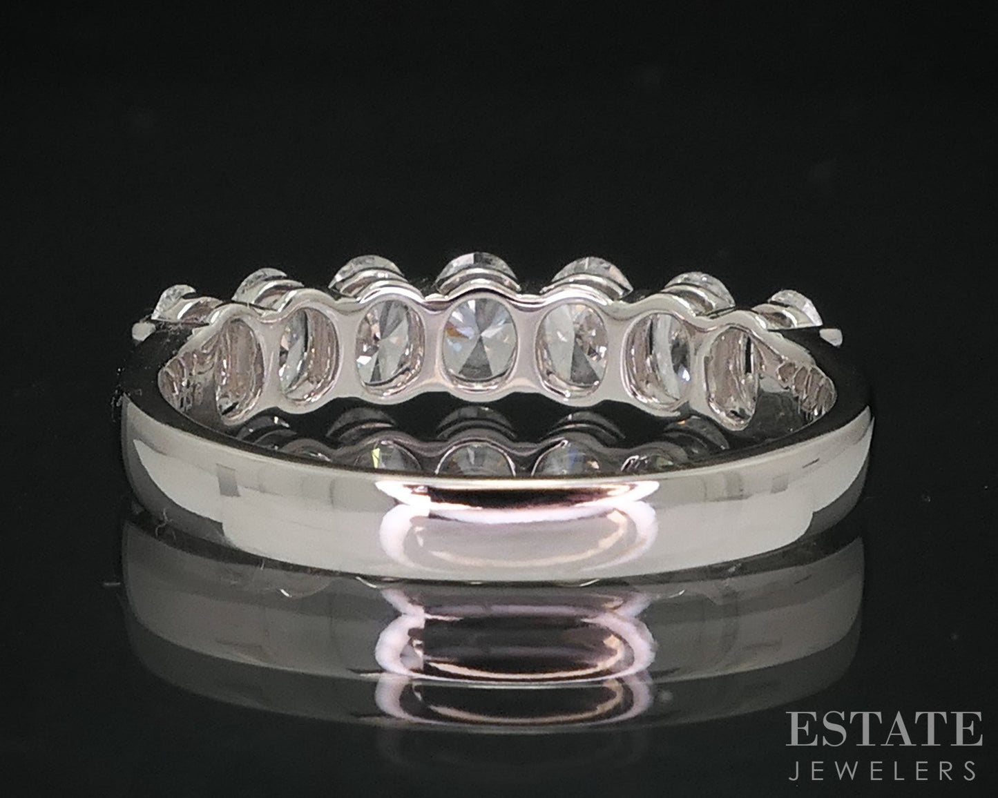 14k White Gold Oval Lab Created 1.08ctw Diamond Ladies Wedding Band 2.4g p65215