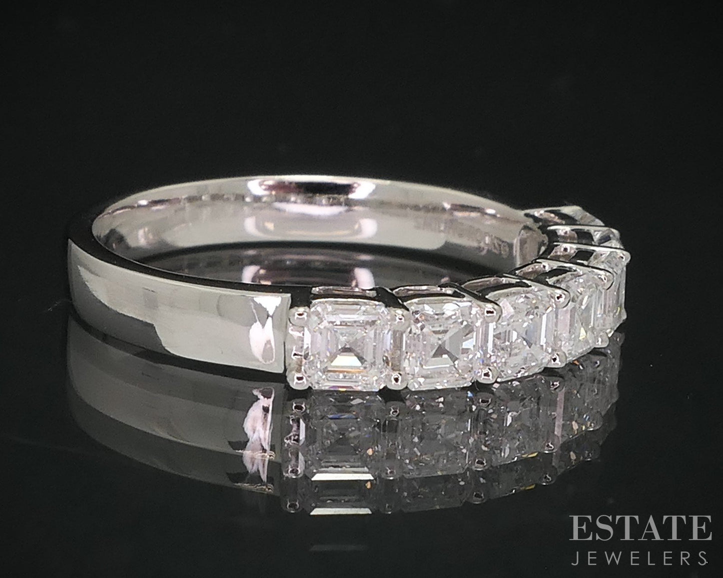 14k White Gold Asscher Lab Created 1.32ctw Diamond Ladies Wedding Band 2g p65223