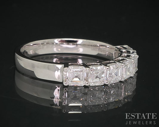 14k White Gold Asscher Lab Created 1.32ctw Diamond Ladies Wedding Band 2g p65223