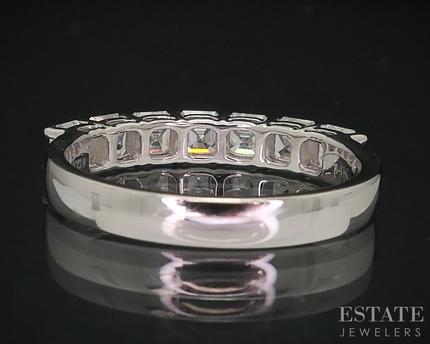 14k White Gold Asscher Lab Created 1.32ctw Diamond Ladies Wedding Band 2g p65223