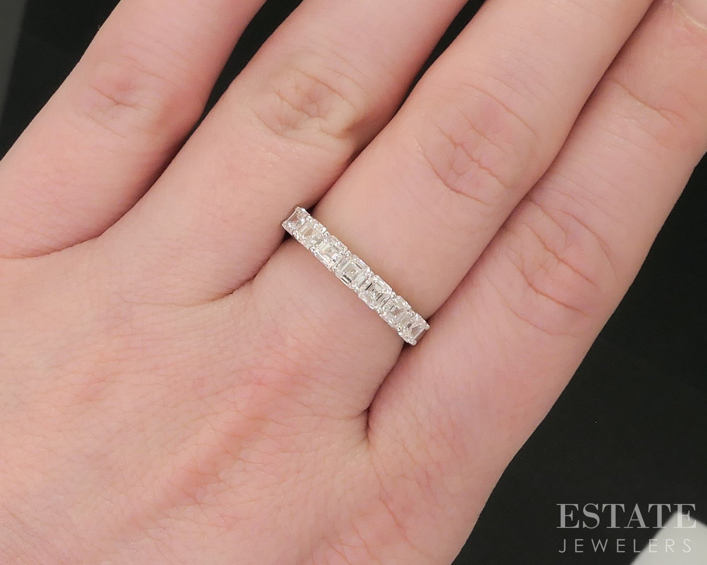 14k White Gold Asscher Lab Created 1.32ctw Diamond Ladies Wedding Band 2g p65223