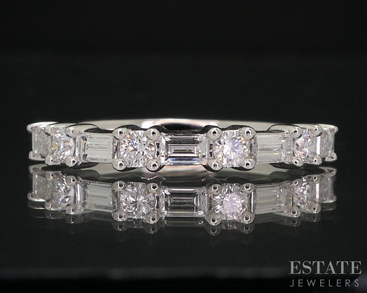 14k White Gold Lab Created .50ctw Diamond Ladies Wedding Band 2.1g i16044