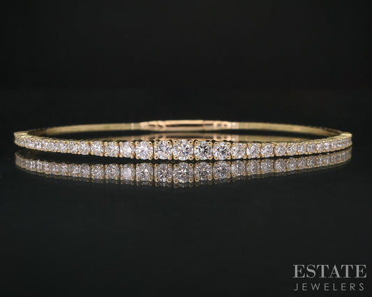 14k Yellow Gold Lab Created 1.50ctw Diamond Flex Bangle Bracelet 7.1g i15963