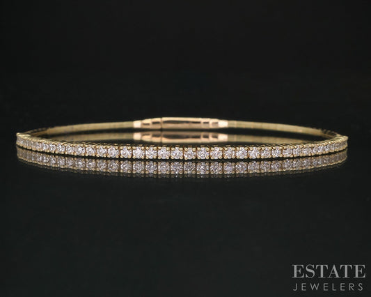 14k Yellow Gold Lab Created 1.00ctw Diamond Flex Bangle Bracelet 6.5g i15964