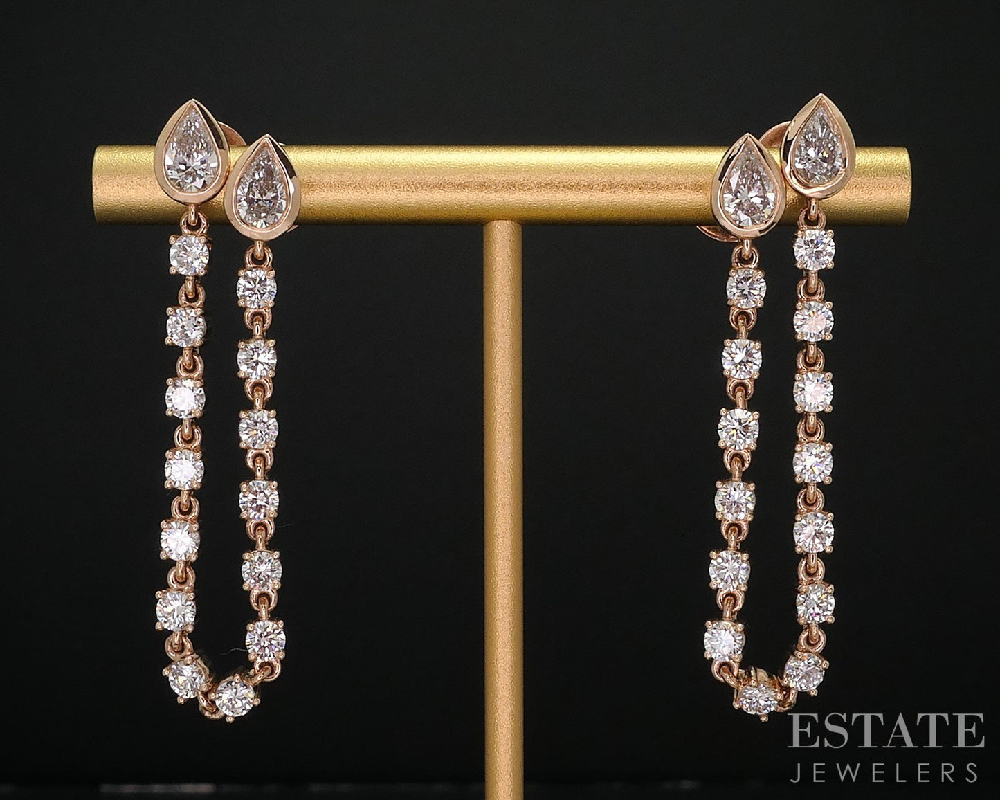 14k Rose Gold Lab Created 3.91ctw Diamond Double Hole Earrings 10.7g i16836