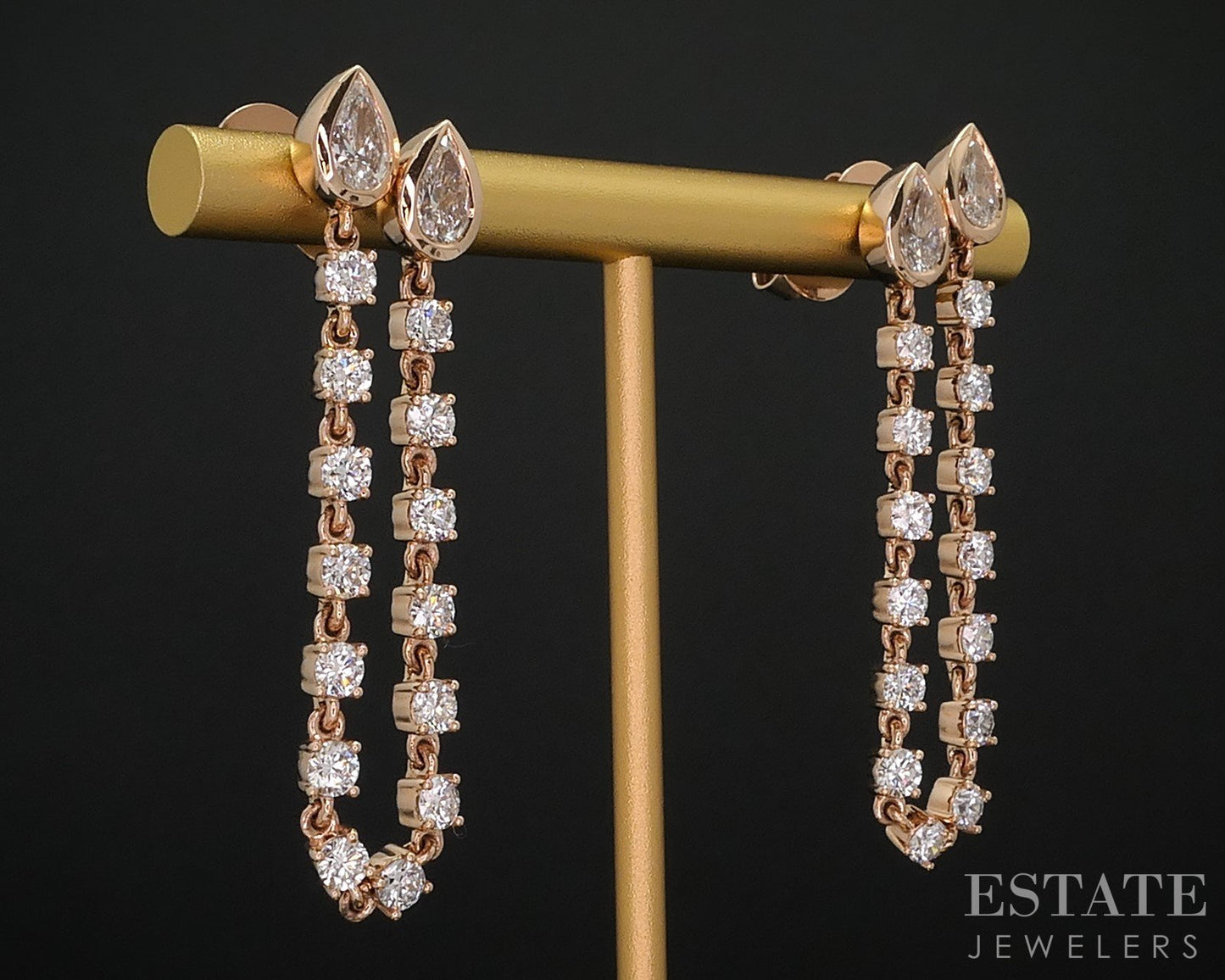 14k Rose Gold Lab Created 3.91ctw Diamond Double Hole Earrings 10.7g i16836