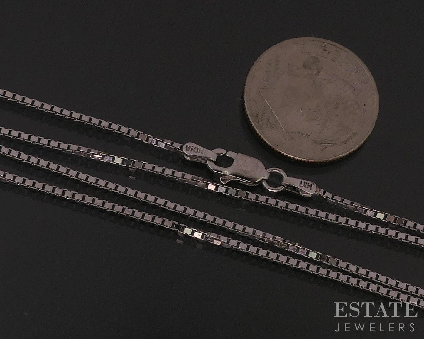 14k White Gold 1mm Box Chain Link Ladies Necklace 4.1g 20"L i18147