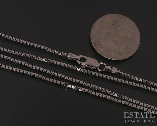 14k White Gold 1mm Box Chain Link Ladies Necklace 4.1g 20"L i18147