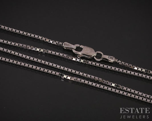 14k White Gold 1mm Box Chain Link Ladies Necklace 4.1g 20"L p76049