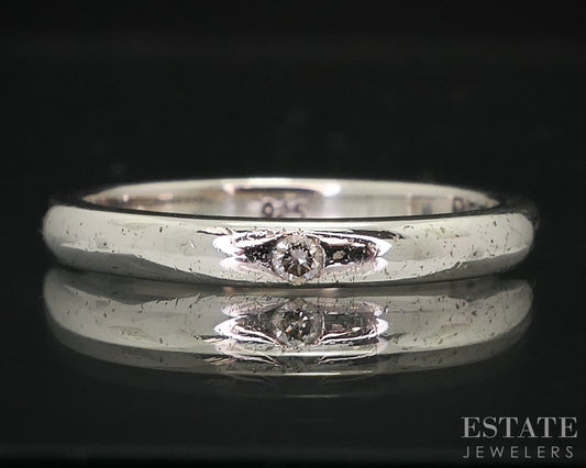 Sterling Elsa Peretti Tiffany & Co. Diamond Ladies Stack Band Ring 1.8g i18146