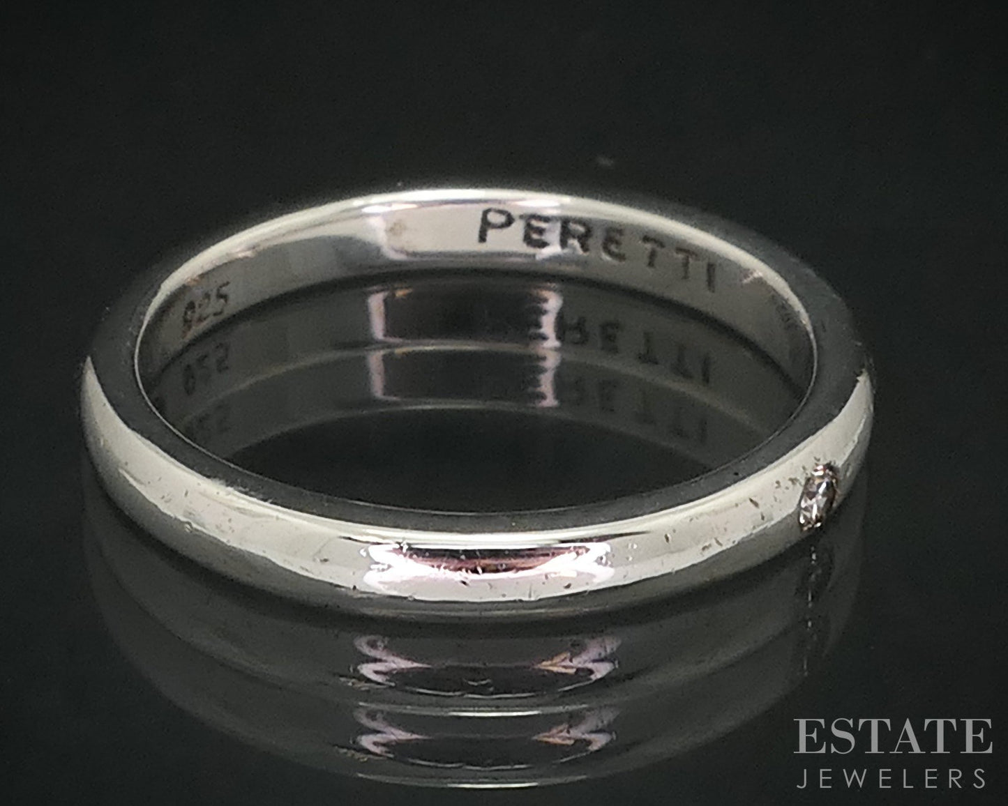 Sterling Elsa Peretti Tiffany & Co. Diamond Ladies Stack Band Ring 1.8g i18146