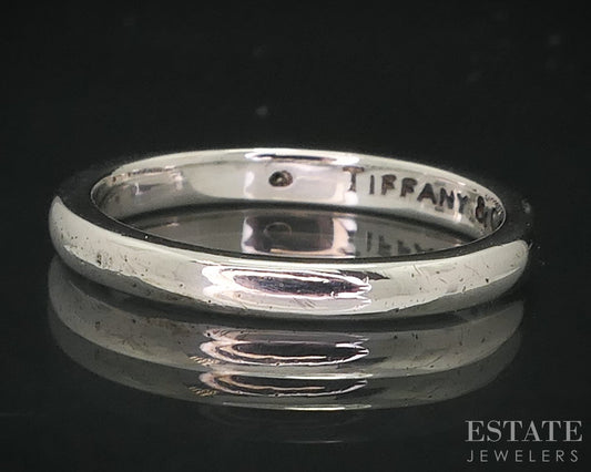 Sterling Elsa Peretti Tiffany & Co. Diamond Ladies Stack Band Ring 1.8g i18146