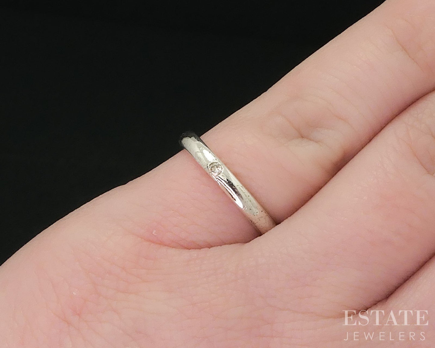 Sterling Elsa Peretti Tiffany & Co. Diamond Ladies Stack Band Ring 1.8g i18146