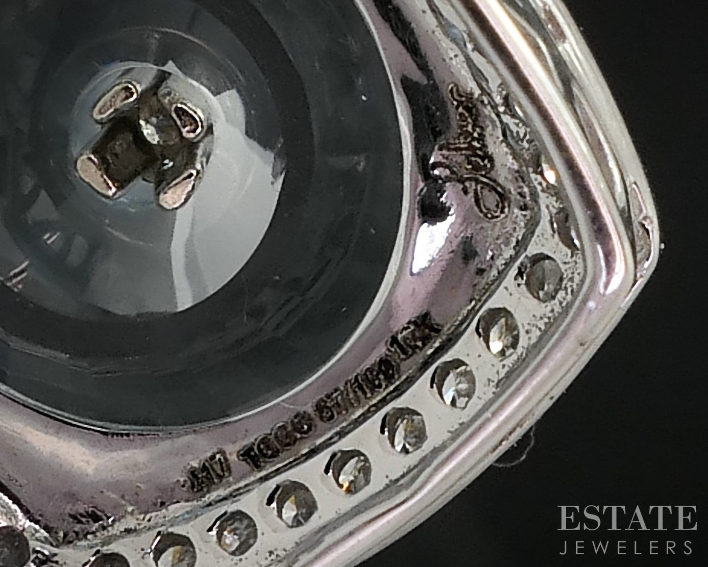 10k White Gold Torus Natural Blue Topaz & Diamond Glenn Lehrer Pendant 3g i18145