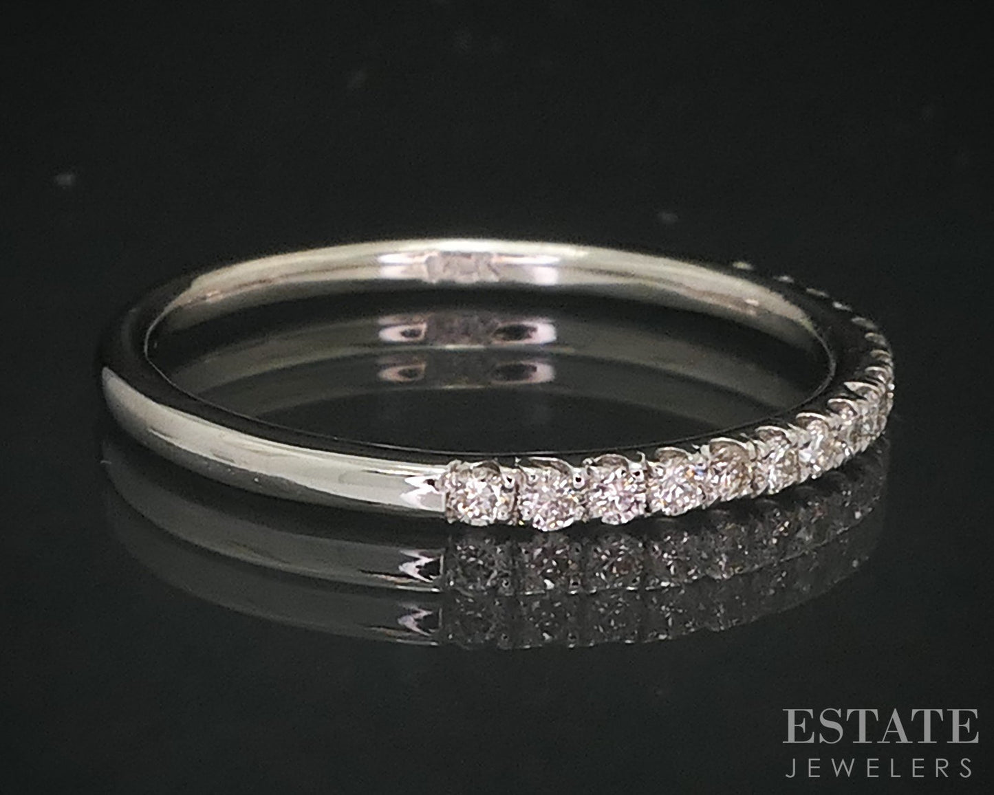 14k White Gold Natural .20ctw Diamond Ladies Wedding Band 1.4g i18135