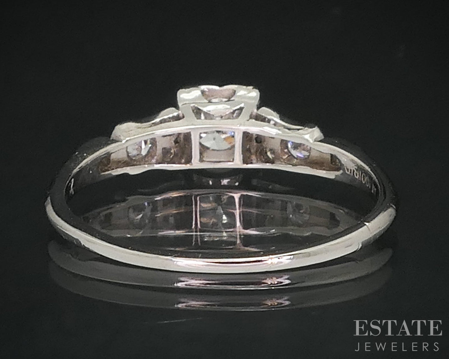 Antique Deco Platinum Round Natural .33ctw Diamond Engagement Ring 2.9g i18137