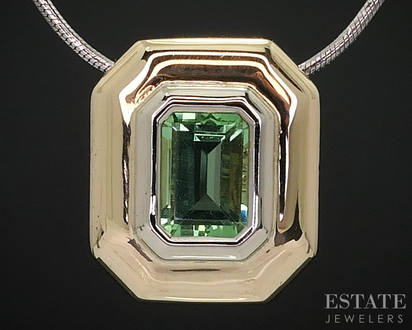 14k Yellow & White Gold Natural Prasiolite Ladies Necklace 6.9g 22"L i18194