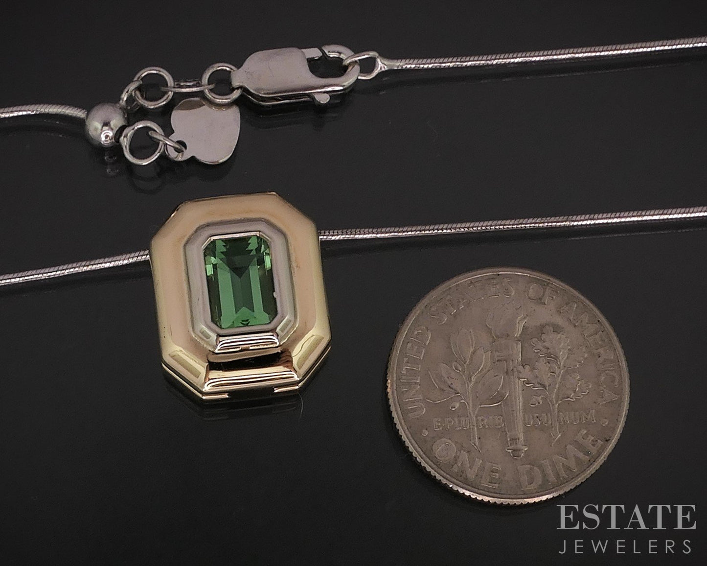 14k Yellow & White Gold Natural Prasiolite Ladies Necklace 6.9g 22"L i18194