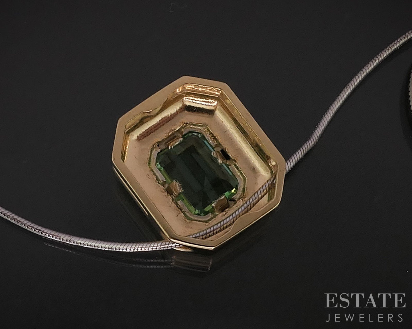 14k Yellow & White Gold Natural Prasiolite Ladies Necklace 6.9g 22"L i18194