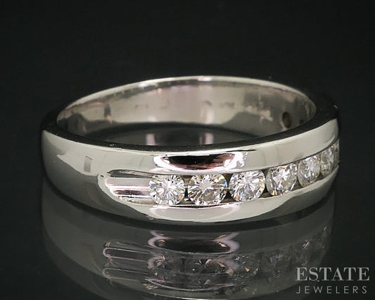 Platinum Round Natural .50ctw Diamond Mens Wedding Band 9.1g i18190