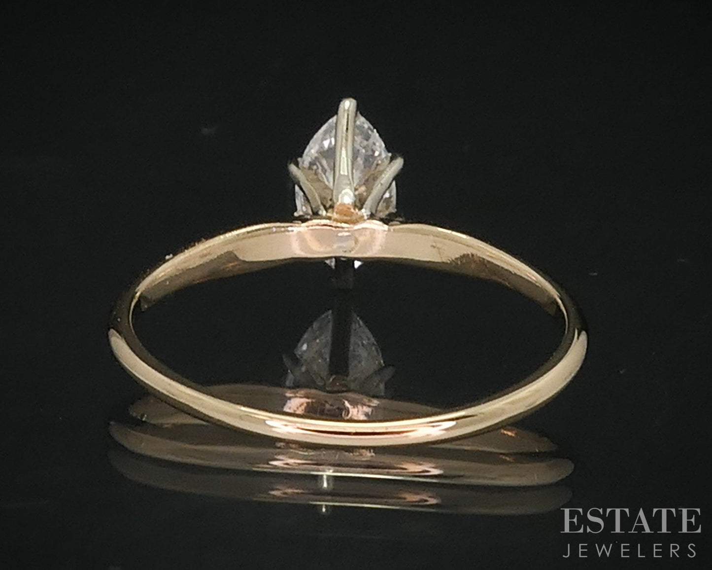 14k Yellow Gold Marquise Natural .45ct Diamond Solitaire Engagement Ring i18189