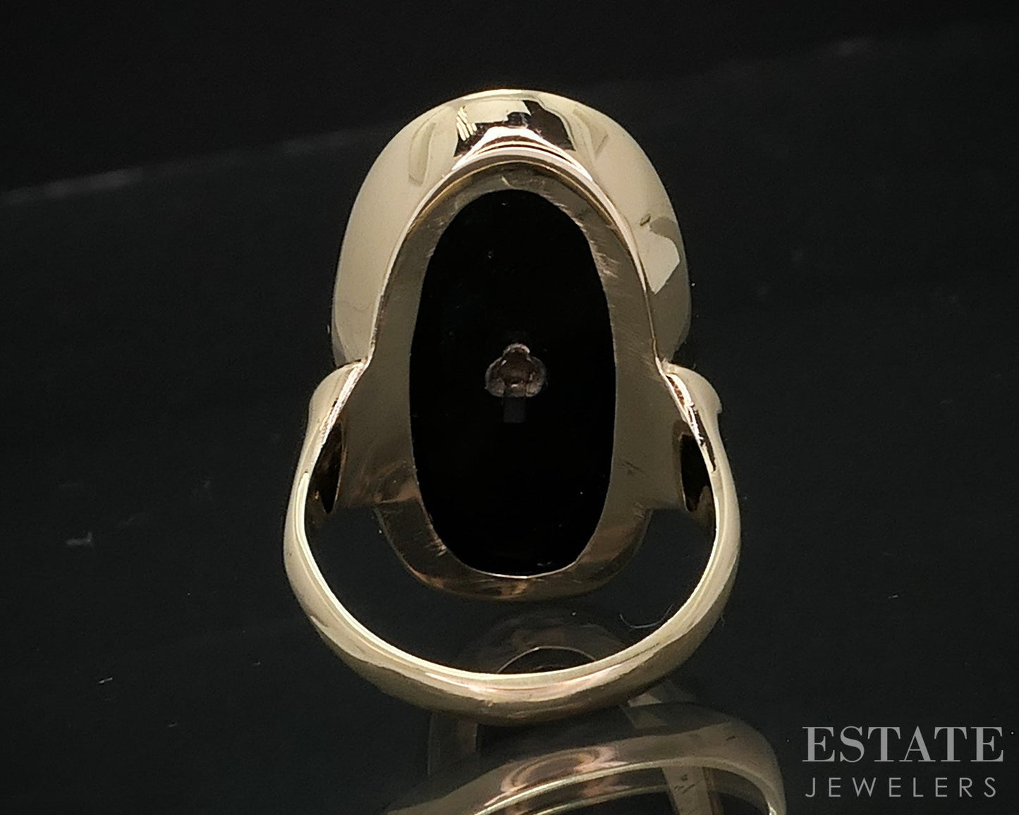 Vintage 10k Yellow Gold Natural Black Onyx & Diamond Shield Ring 7.9g i18199