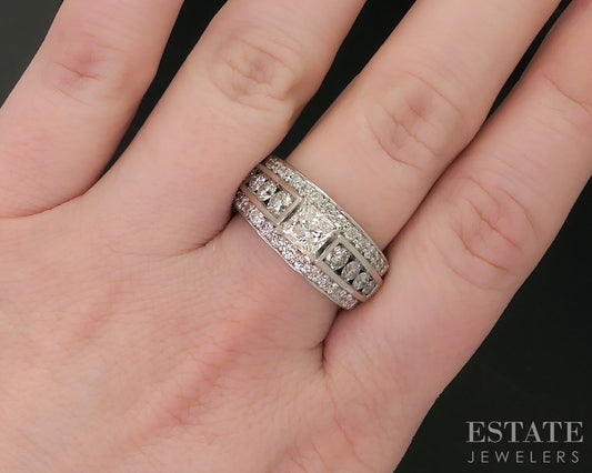 14k White Gold Princess GIA Natural 2.01ctw Diamond Engagement Ring 12.1g i18204