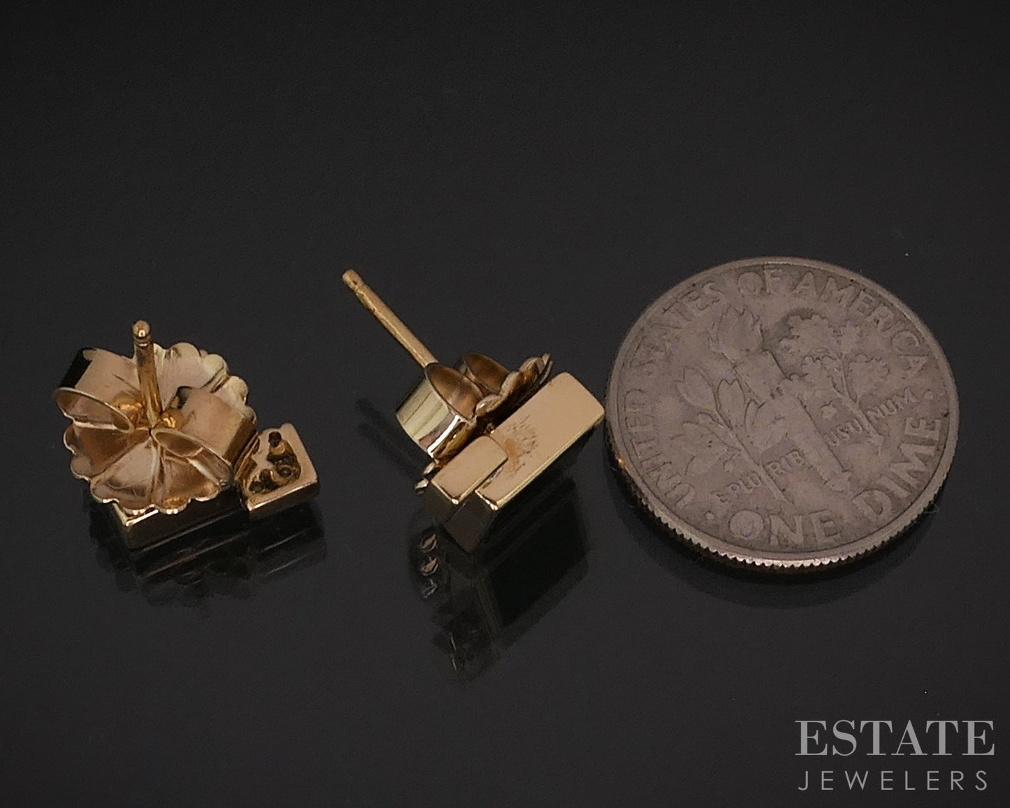 18k Yellow Gold Bernard K. Passman Natural Black Coral & Diamond Earrings i18210