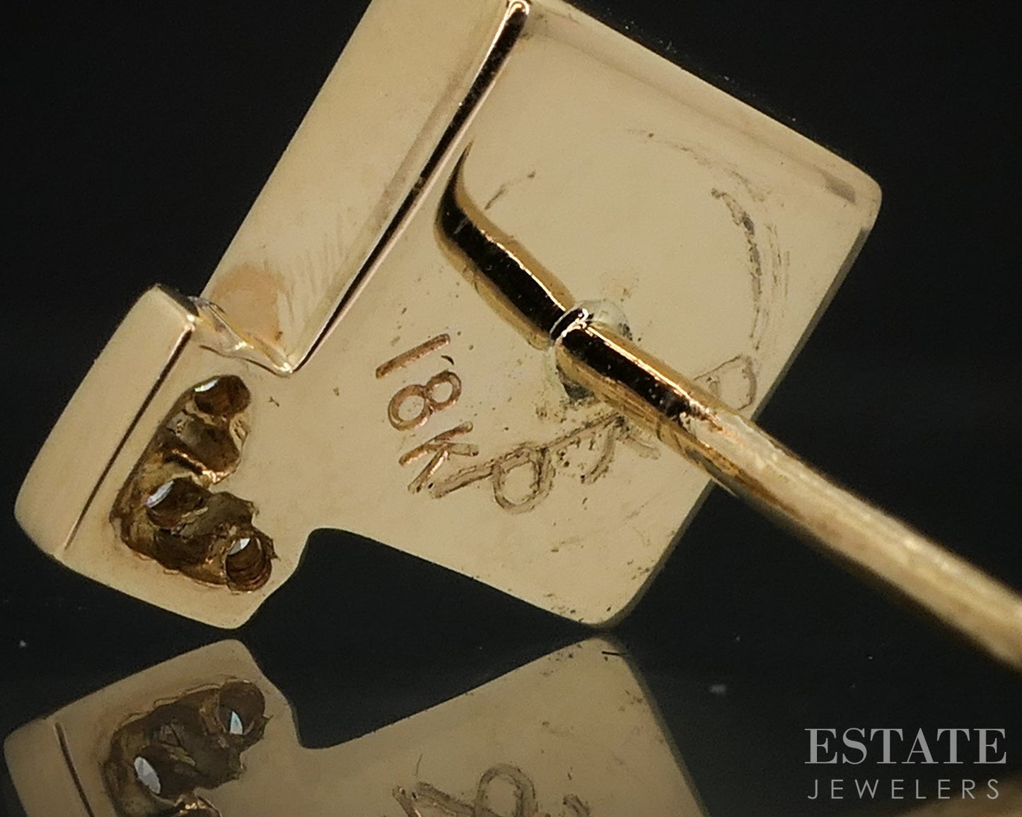 18k Yellow Gold Bernard K. Passman Natural Black Coral & Diamond Earrings i18210