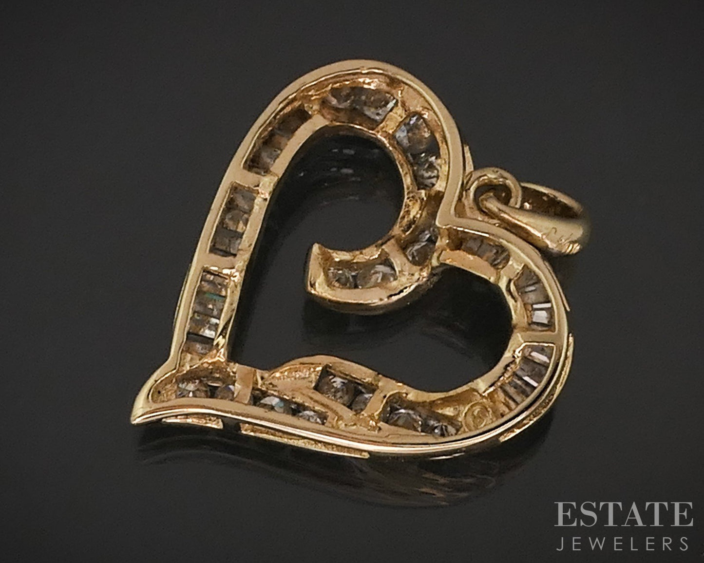 10k Yellow Gold Natural .75ctw Diamond Open Heart Ladies Pendant 3.2g i18224b