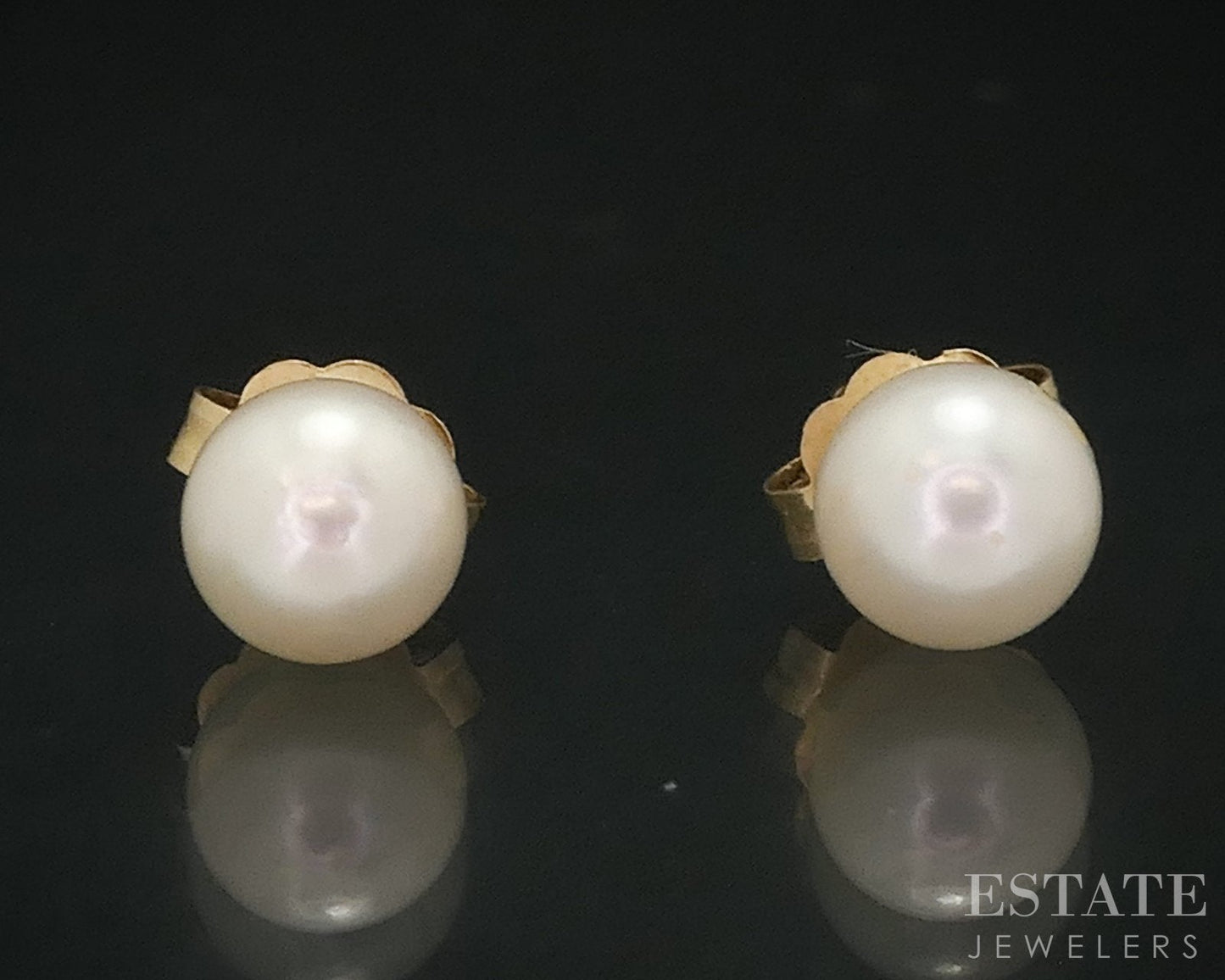 14k Yellow Gold 5mm Cultured Pearl Stud Ladies Earrings i18230b