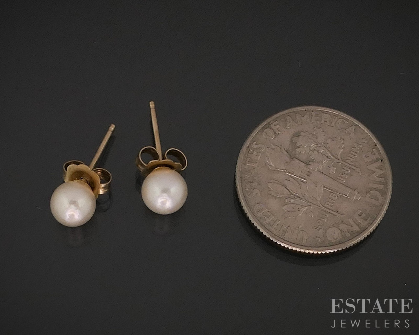 14k Yellow Gold 5mm Cultured Pearl Stud Ladies Earrings i18230b